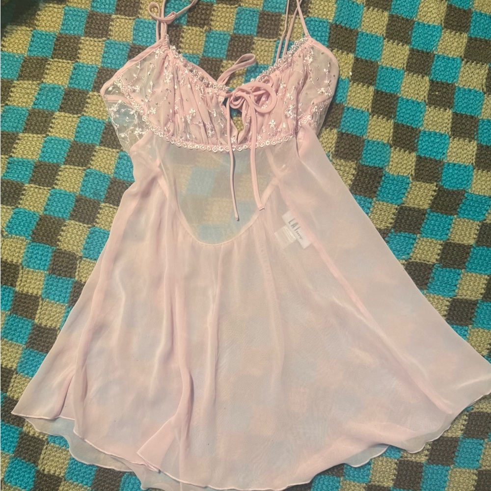 Elegant Pink Sheer Nightgown